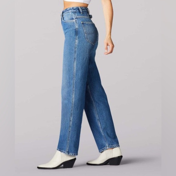 🐭 Peeping Mickey Mouse Lee Vintage Modern High-Rise Relaxed Stovepipe Jeans. - Picture 9 of 12